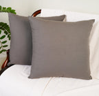 Cotton Throw Pillow Covers 20X20 Inchs Set Of 2 Gray Charcoal Decorative Zippered Cases For Couch Bedroom Sofa Farmhouse Living