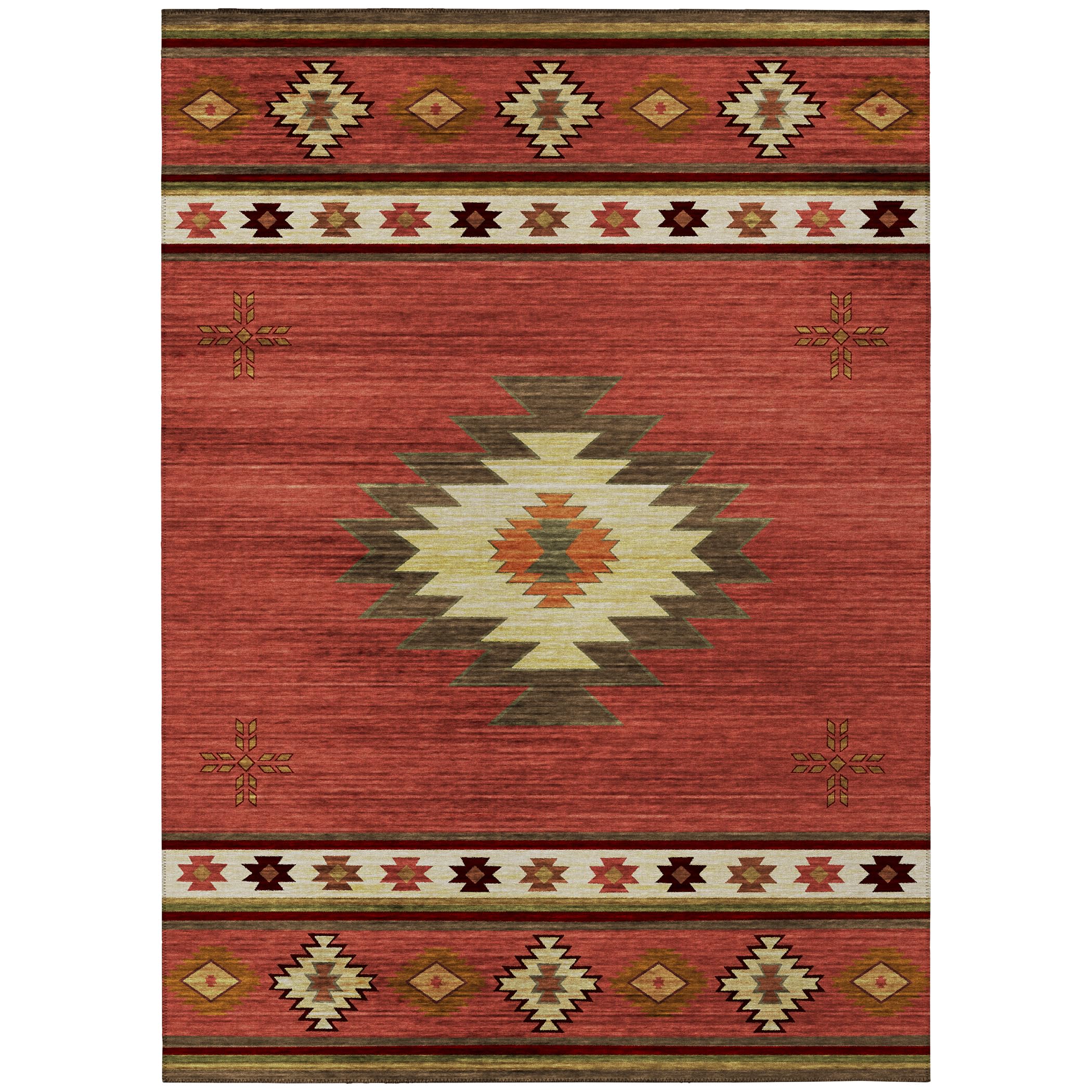 Addison Rugs Sonora Aso34 Red 5' X 7'6" Indoor Outdoor Area Rug, Easy Clean, Machine Washable, Non Shedding, Bedroom, Living Room, Dining Room, Kitchen, Patio Rug
