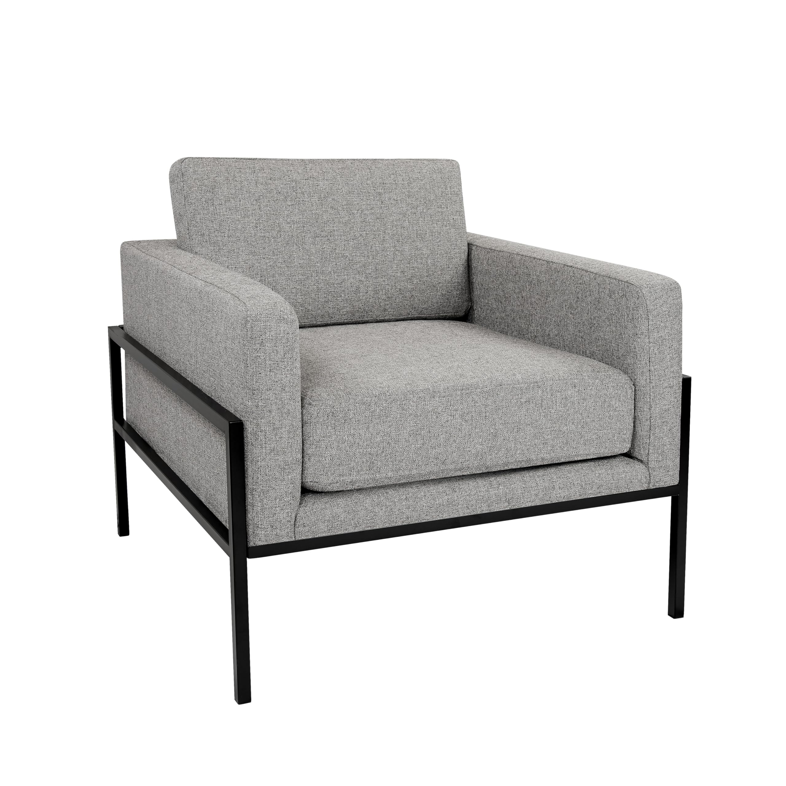 Homepop Modern Metal Frame Accent Chair Home D  Cor|Accent Chairs For Living Room & Bedroom - Sustainable Gray Woven