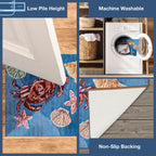 Liora Manne Esencia Machine Washable Non-Slip Low Profile Indoor/Outdoor Mat-Transitional, Coastal, Seashell, Whimsical, Shell We Dance Aqua 2' X 2'10'