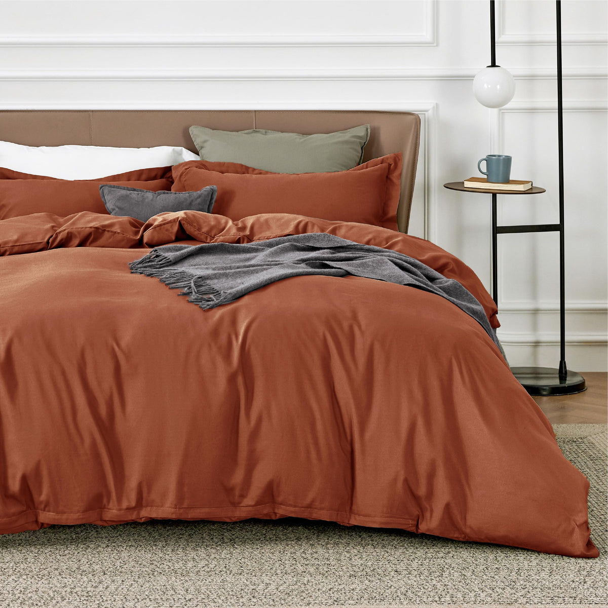 Bedsure Terracotta Duvet Cover King Size - Soft Double Brushed Duvet Cover For Kids With Zipper Closure, 3 Pieces, Includes 1 Du