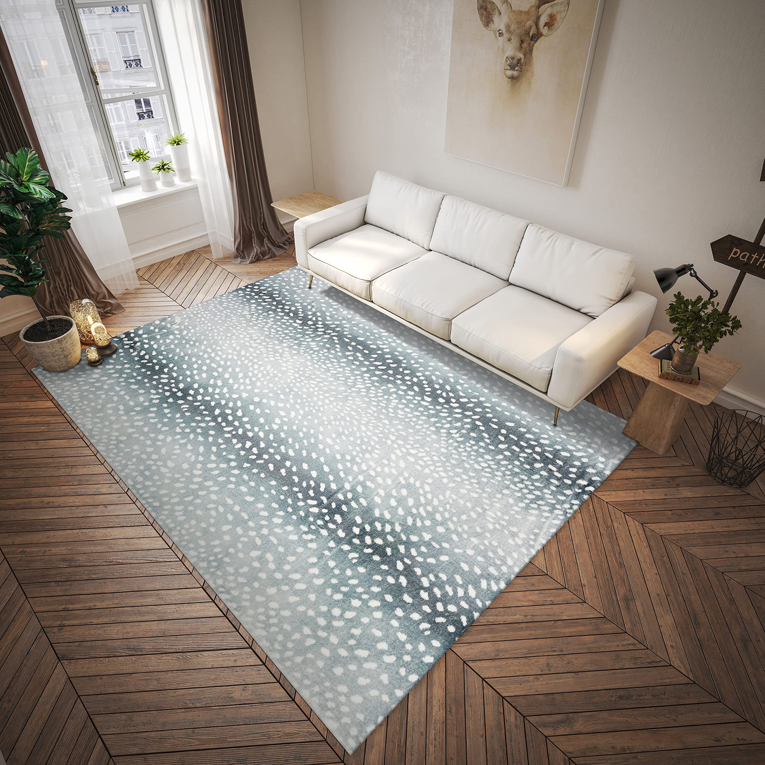 Dalyn Rugs Akina Antelope Animal Print Ak3 Faux Fur Flannel 2'3" X 7'6"