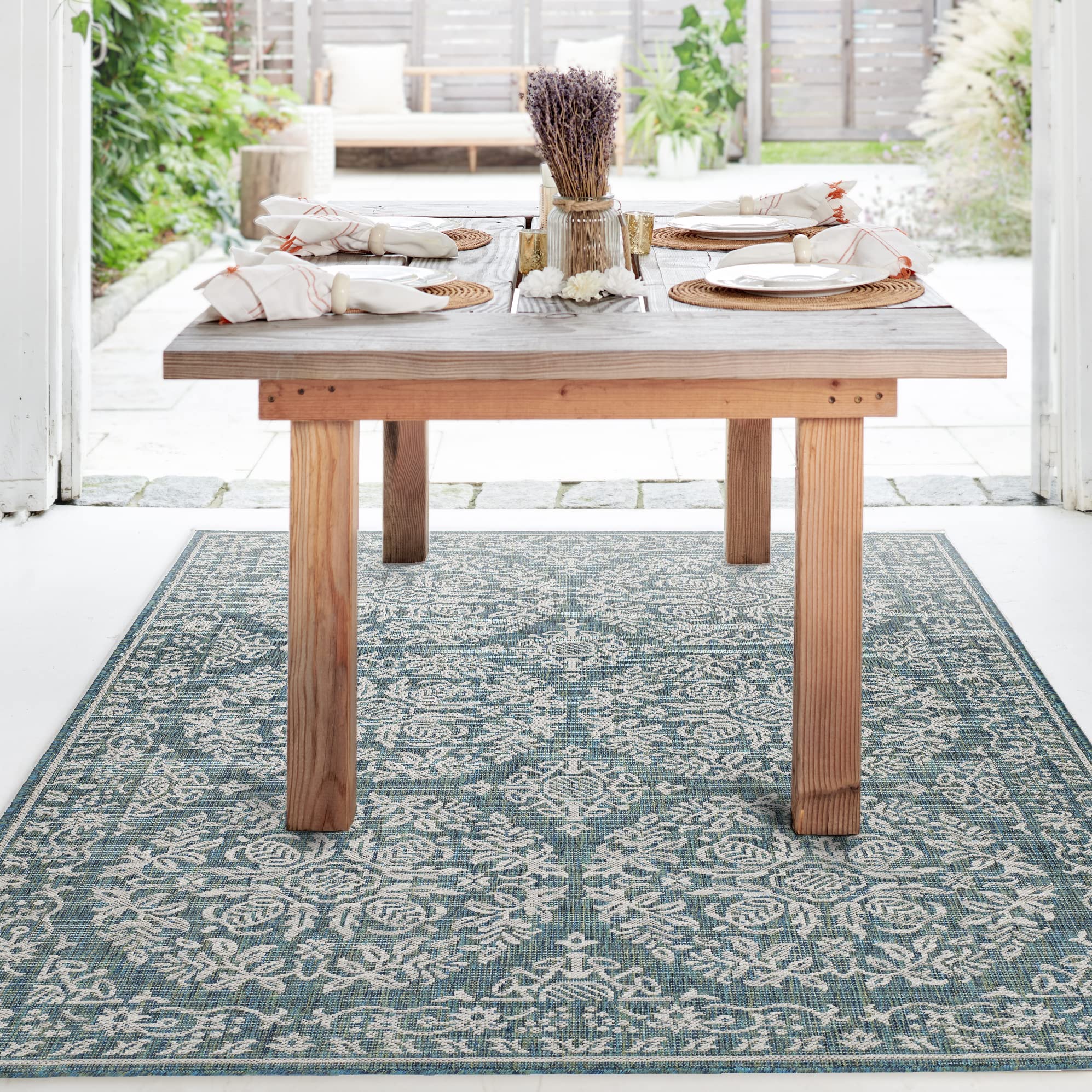 Fh Home Flat Woven Outdoor Rug - Waterproof, Easy To Clean, Stain Resistant - Premium Polypropylene Yarn Farmhouse - Patio,Deck,