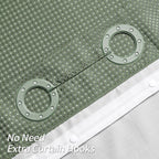 Mitovilla No Hooks Required Sage Green Waffle Shower Curtain Set With Snap-In Liner, Modern Heavyweight Fabric Shower Curtain Fo