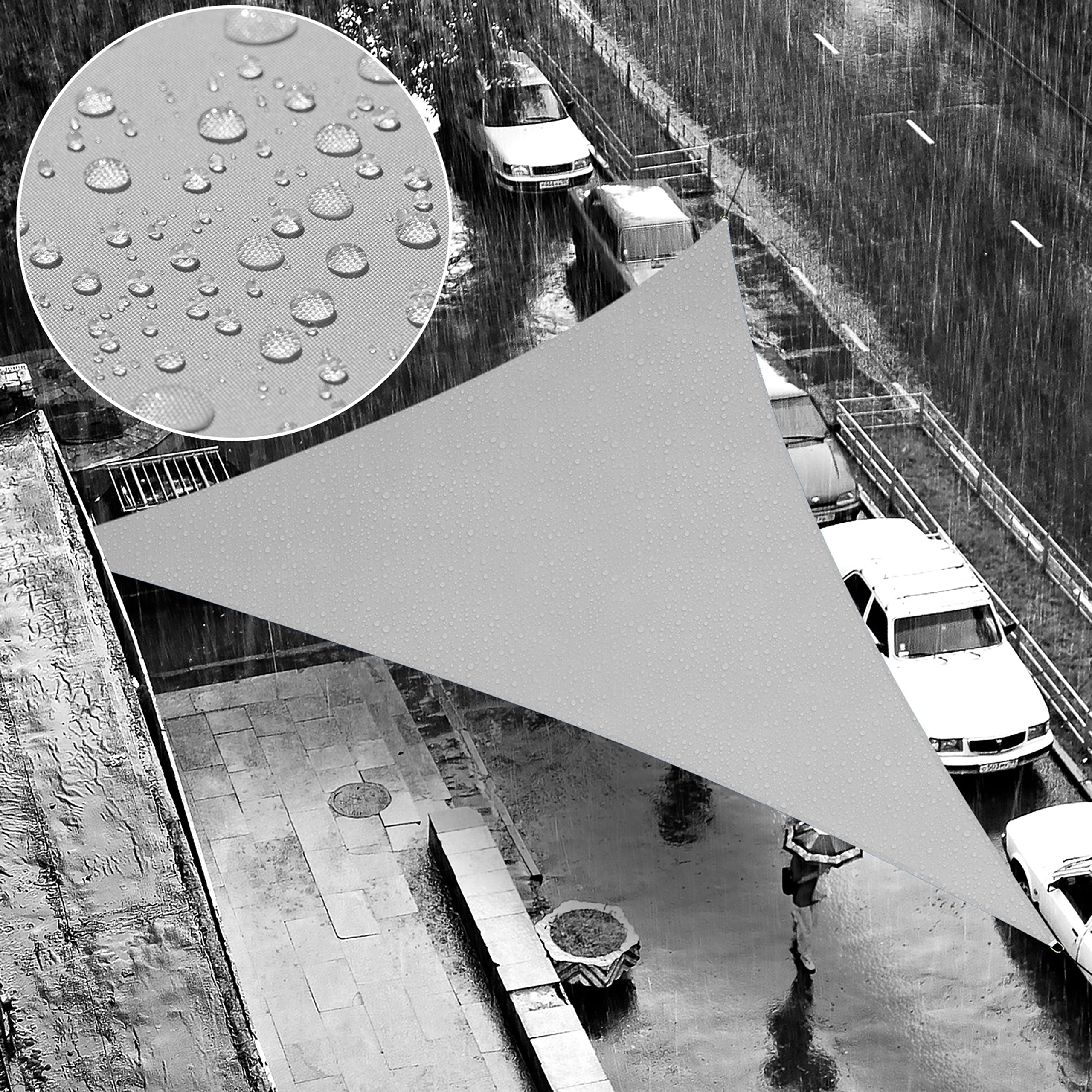 Shademart 8' X 13' X 15.3' Grey Waterproof Shade Sail Beige Sun Shade Sail Triangle Custom Size Water Resistant Canopy Awning Sh