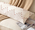 Caflife Boho Lumbar Pillow Cover 14X36 Long Pack Of 1 Decorative Pillows Bed, Beige With Rust Body Throw Pillow Covers, For Mode