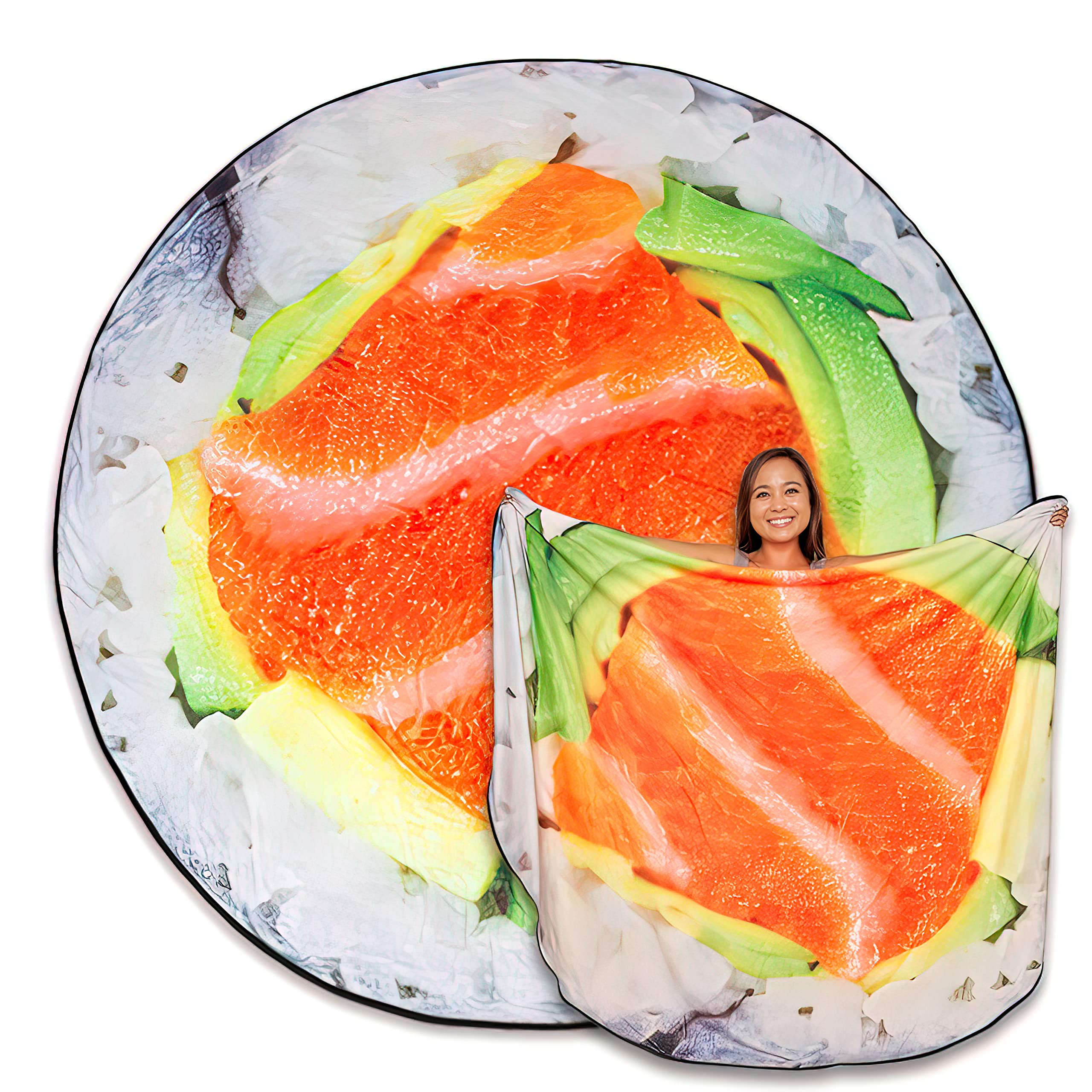 Tiltech Sushi Blanket - Giant 6 Foot Food Blanket - 72' Realistic & Large Size Gag Gift, Soft, Warm & Plush Flannel, Cute & Fun