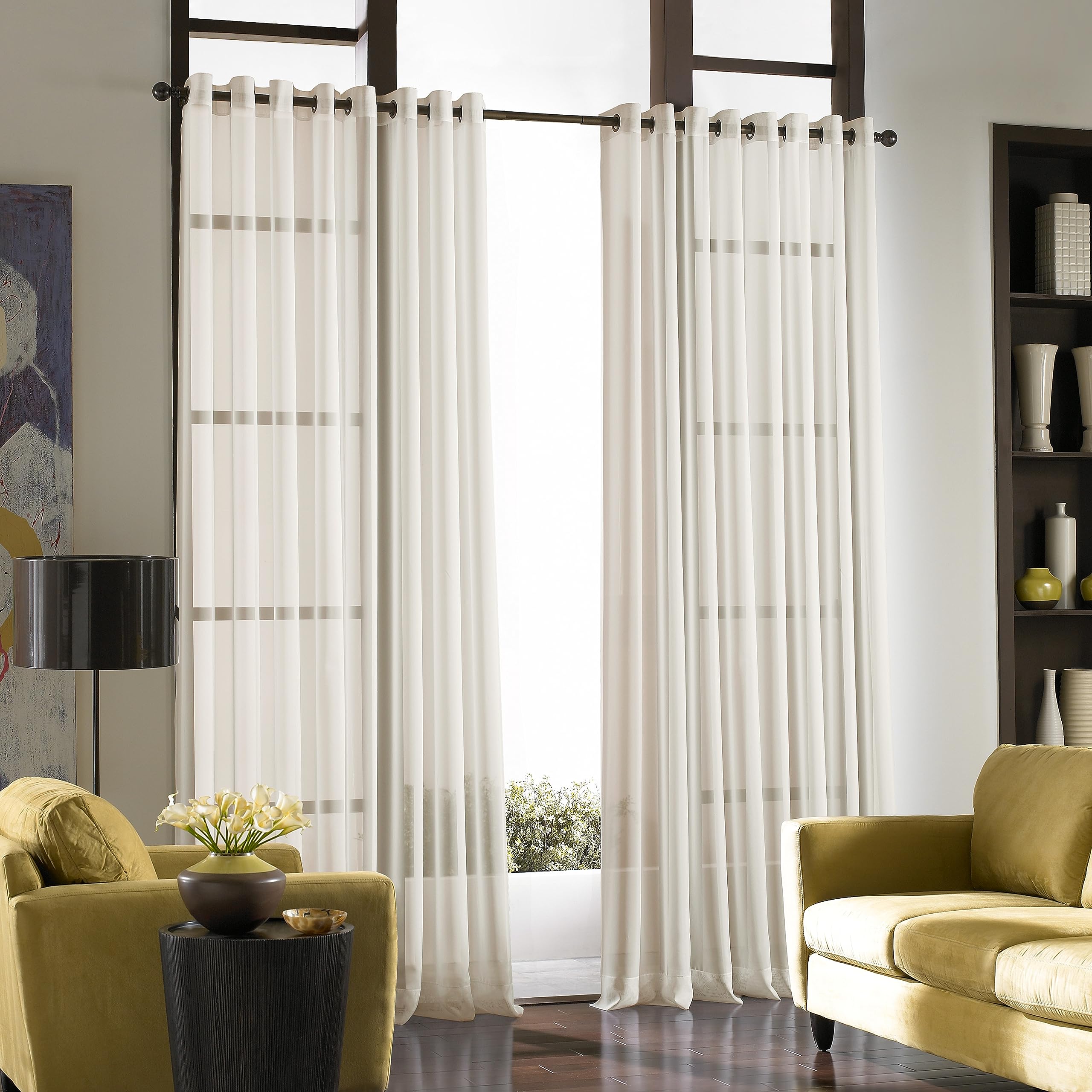 Curtainworks Soho Voile Sheer Grommet Curtain Panel, 59 by 95, Oyster