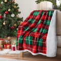 Red Buffalo Plaid Christmas Throw Tv Sherpa Blanket 50' X 60', Super Soft Warm Comfy Plush Fleece Bedding Couch Cabin Decorati
