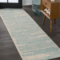 JONATHAN Y MOH207B-28 Khalil Modern Berber Stripe Cream/Turquoise 2 ft. x 8 ft. Runner Rug, Contemporary, Modern, Bohemian for H