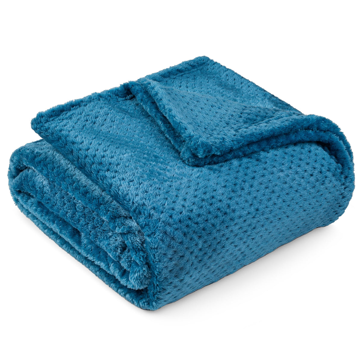 Pavilia Turquoise Blue Throw Blanket For Couch, Twin Bed, Soft Fleece Throws For Sofa Chair, Fuzzy Waffle Textured Blanket, Cozy
