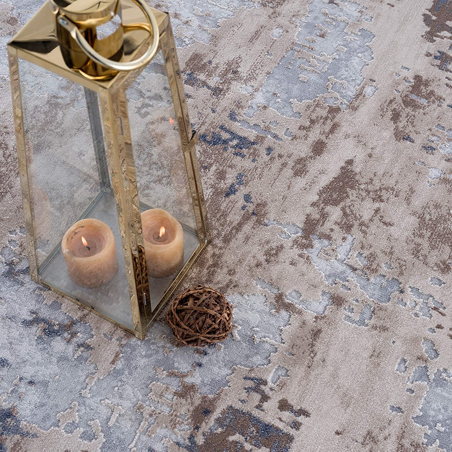 HomeRoots 100% High Grade Polypropylene 8â€ x 11â€ Beige and Ivory Abstract Area Rug