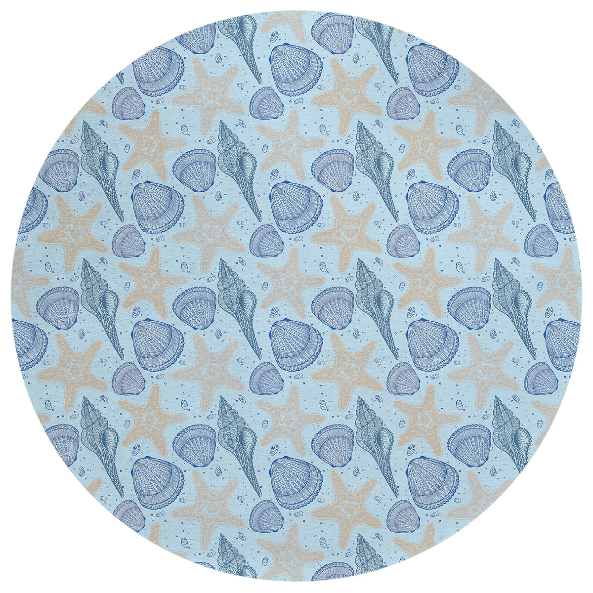 Addison Rugs Surfside Asr34 Blue 8' X 8' Indoor Outdoor Round Rug, Easy Clean, Machine Washable, Non Shedding, Bedroom, Living Room, Dining Room, Kitchen, Patio Rug