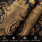 Loom And Mill Luxury Waterfall Valance For Living Room, Classic Damask Jacquard Swag Valances With Tassels, Balck Swag Curtains