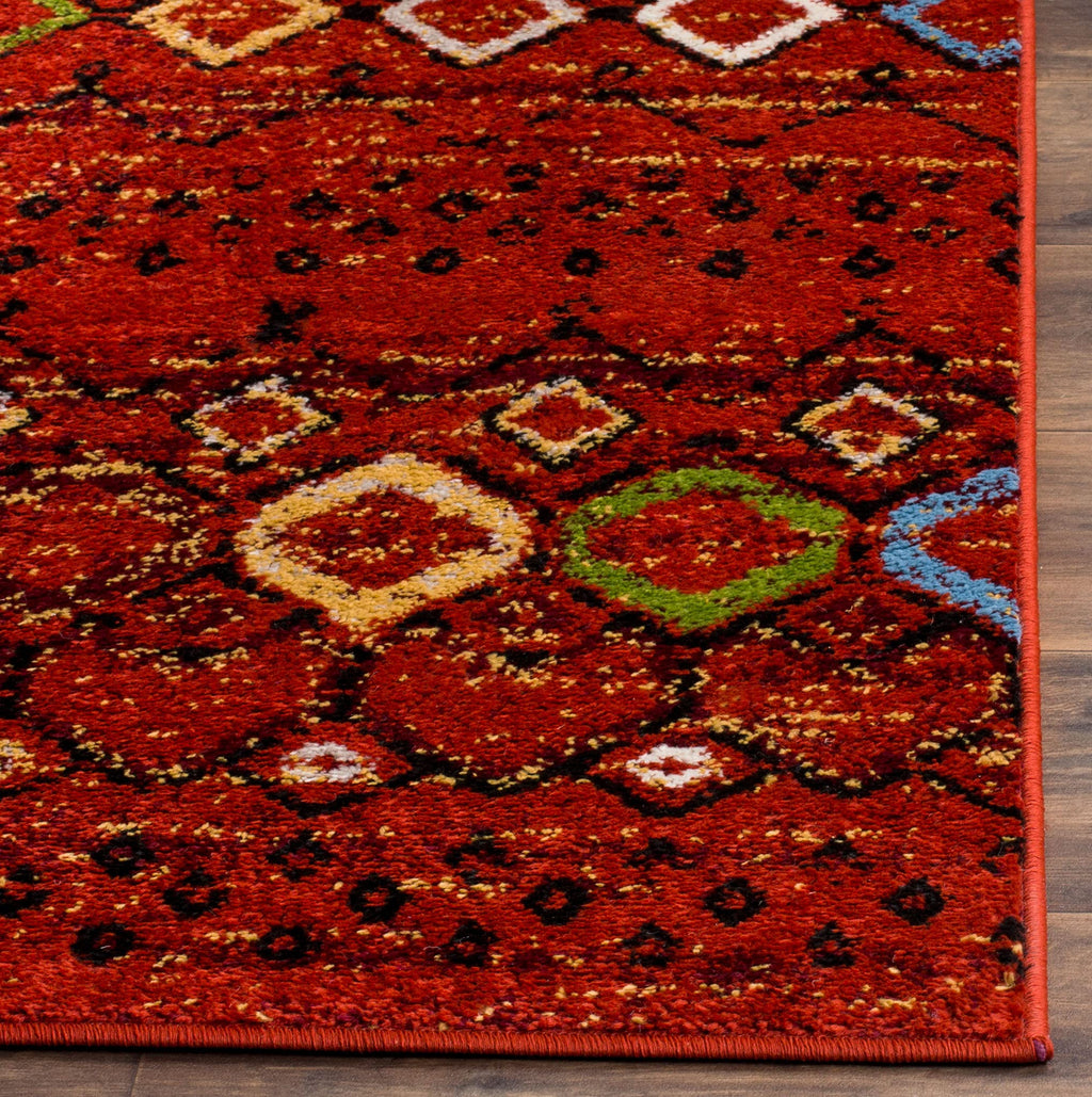 Safavieh Amsterdam Collection Area Rug - 6'7'' X 9'2'', Terracotta & Multi, Moroccan Boho Design, Non-Shedding & Easy Care, Idea