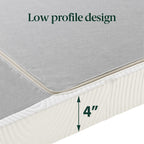 Zinus No Assembly Metal Box Spring, 4 Inch White Mattress Foundation, Sturdy Metal Structure, Full