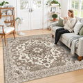 TOPRUUG Washable Oriental Area Rug - 8x8 Area Rugs for Living Room Bedroom Dining Room Under Kitchen Table - Non-Slip & Stain Re