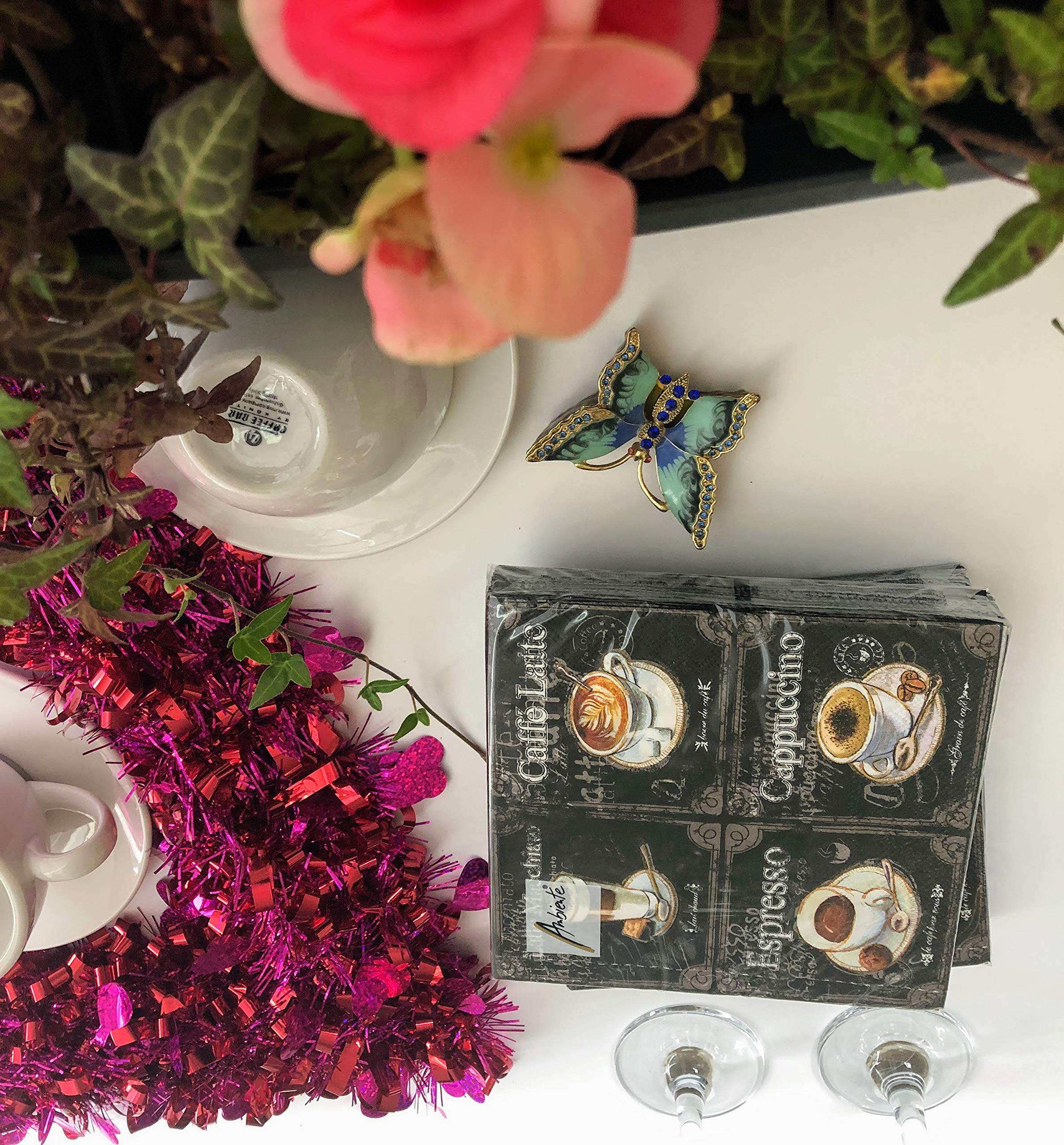 20-Ct Coffee Napkins Black And White Napkins Decorative Paper Napkins For Decoupage Fall Paper Napkins Tea Party Napkins Valenti