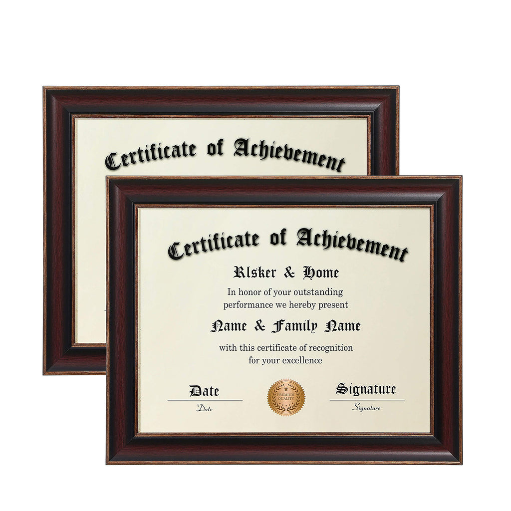 ELSKER&HOME 8.5x11 Certificate Frame - Classic Cherry Wood Color - 2.0 mm Panels - Only 8.5x11 Inch Without Mat - for Document/P