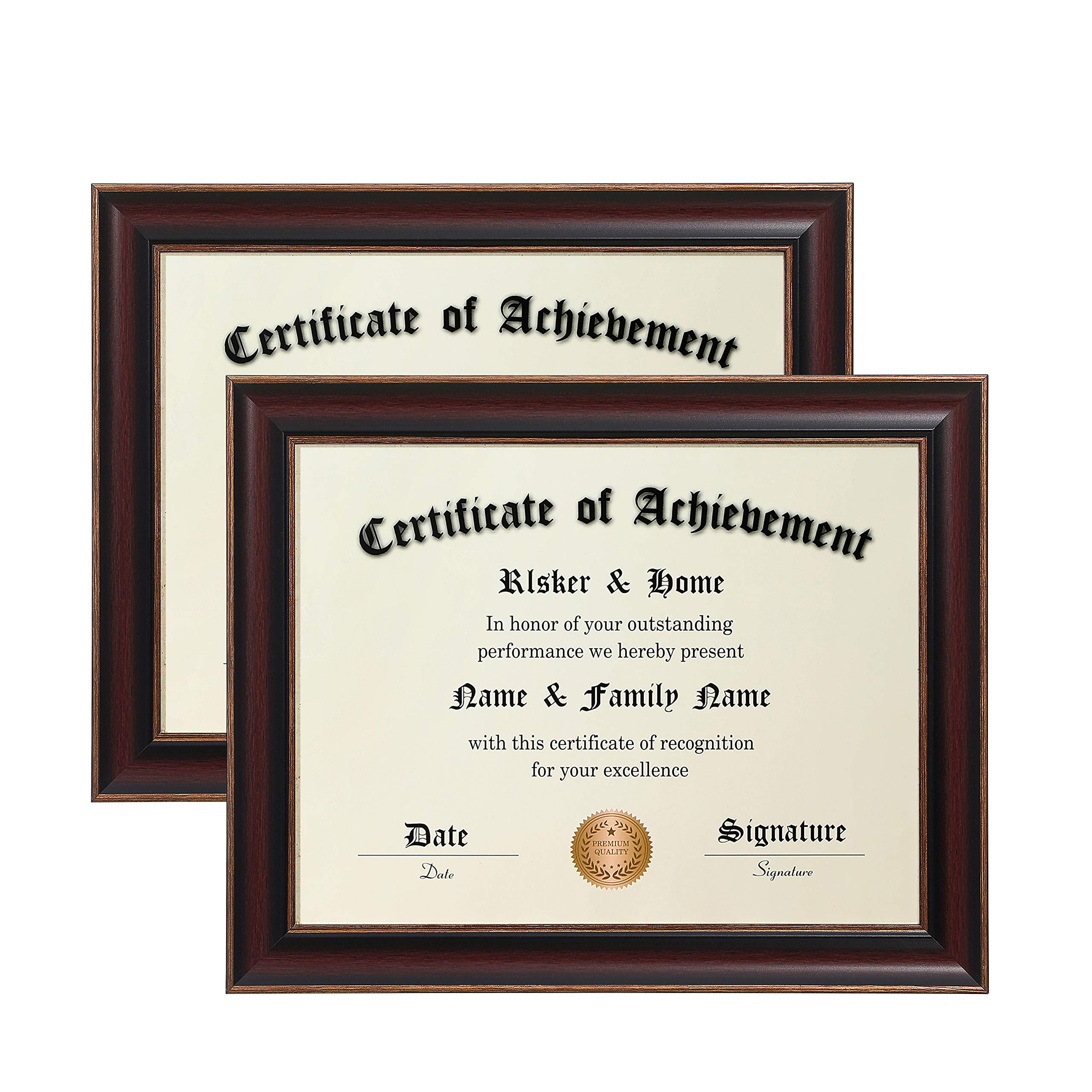ELSKER&HOME 8.5x11 Certificate Frame - Classic Cherry Wood Color - 2.0 mm Panels - Only 8.5x11 Inch Without Mat - for Document/P
