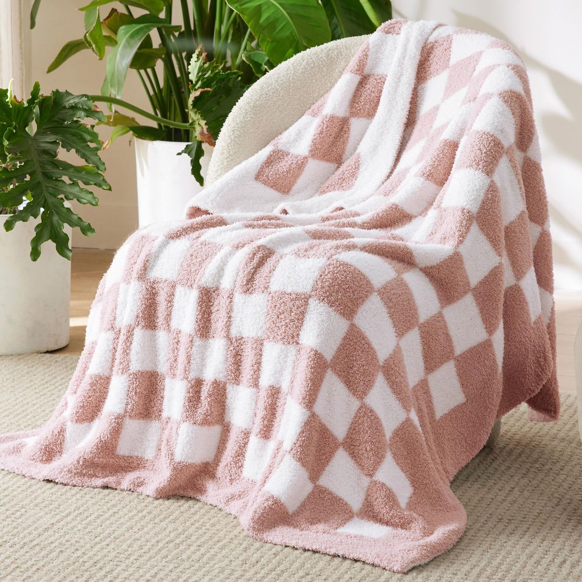 Bedsure Super Soft Knit Twin Blanket - Warm Cozy Pink Blanket, Fluffy Fuzzy Plush Lightweight Print Blanket For Couch Sofa Bed (