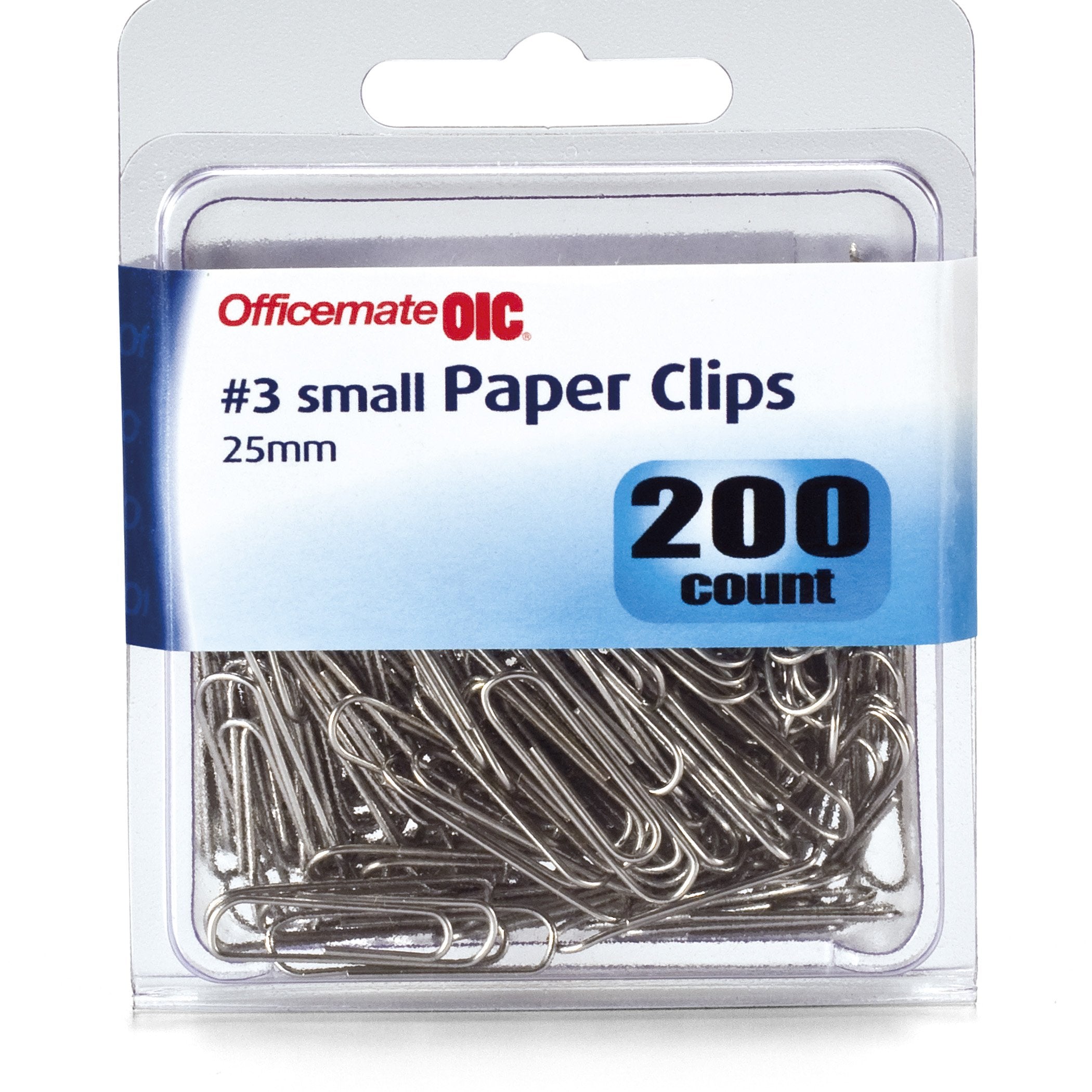 Officemate Small #3 Size Paper Clips, Silver, 200 In Pack (97219)