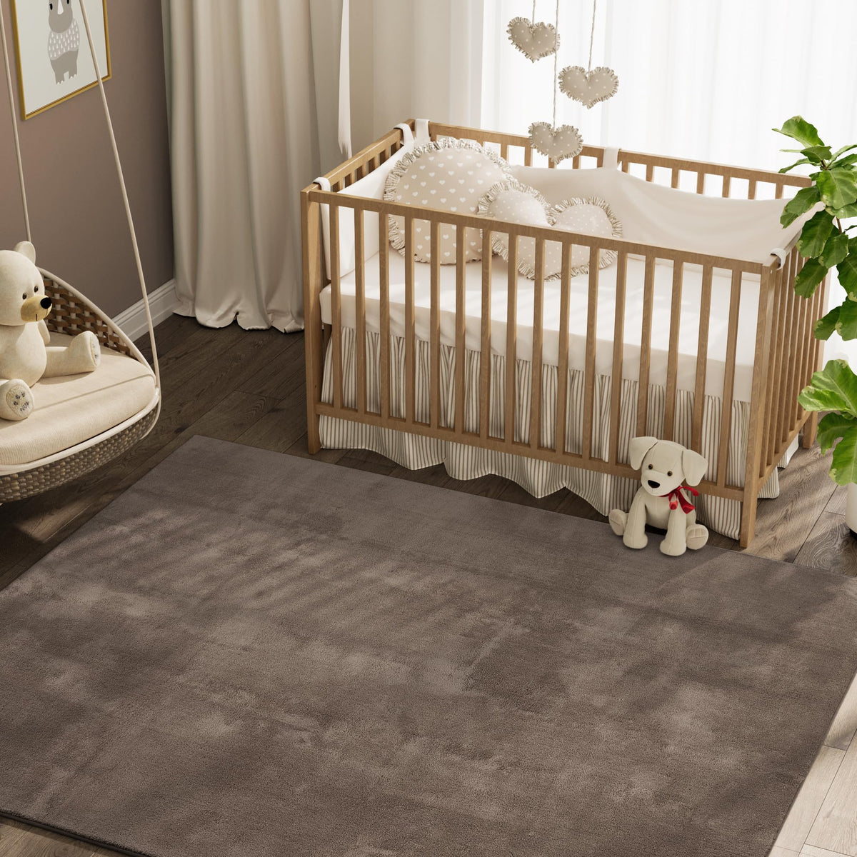 jinchan Solid Plush Area Rug 5x7 Performance Shaggy Rug Washable Area Rug Indoor Soft Rug Modern Faux Wool Rug Cozy Non Slip Car