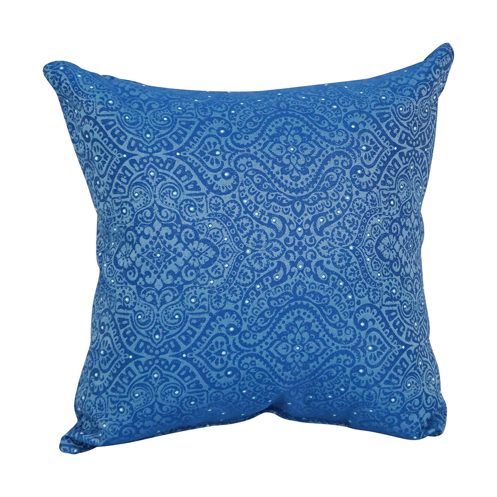 Blazing Needles Square Polyester Jacquard Throw Pillow, 17", Mabul Aegean