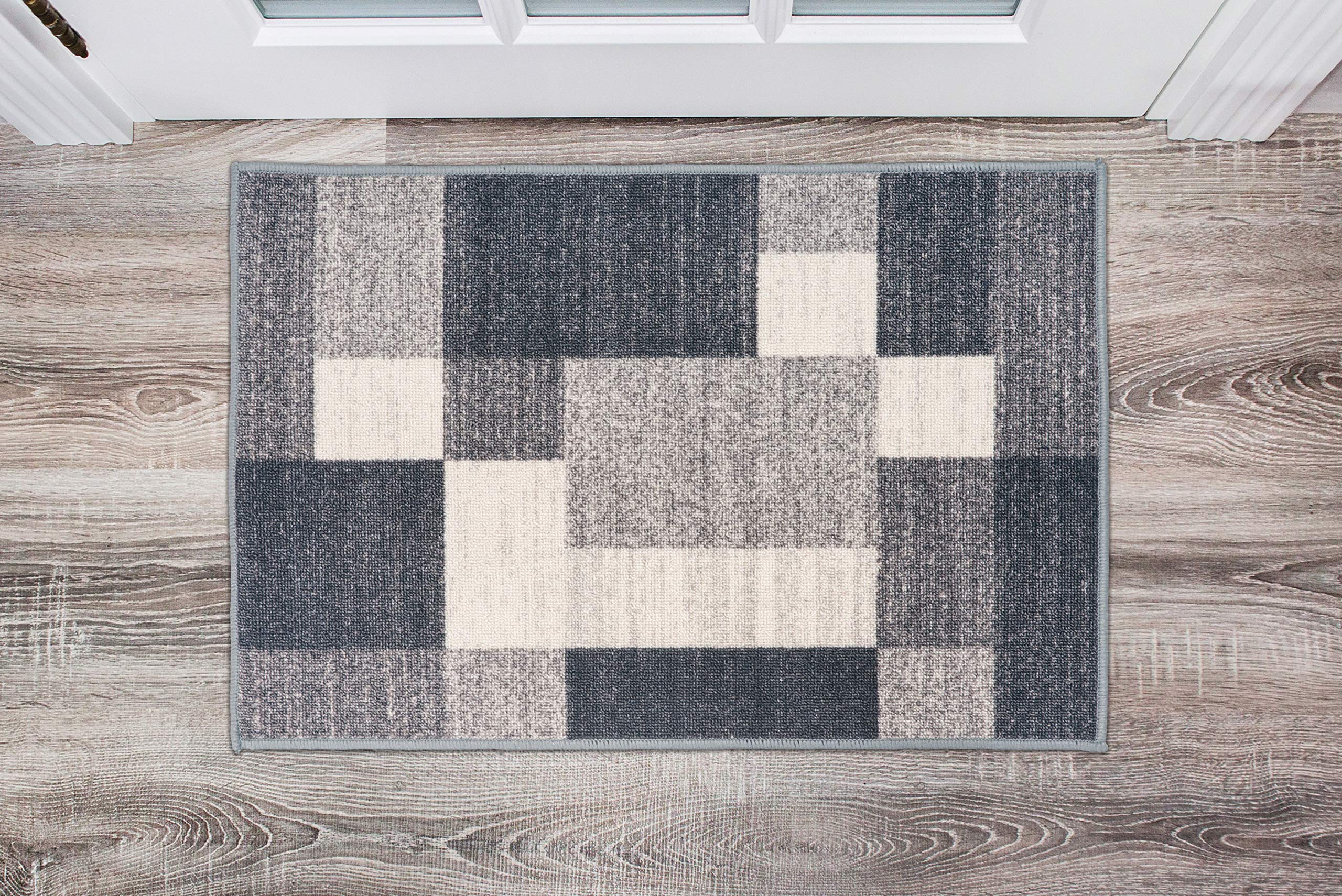 Rugshop Modern Boxes Design Non-Slip (Non-Skid) Area Rug 20 X 30 Gray