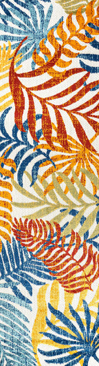 Jonathan Y Amc100B-28 Tropics Palm Leaves Indoor Outdoor Area-Rug Bohemian Floral Easy-Cleaning High Traffic Bedroom Kitchen Backyard Patio Porch Non Shedding, 2 X 8, Cream/Orange