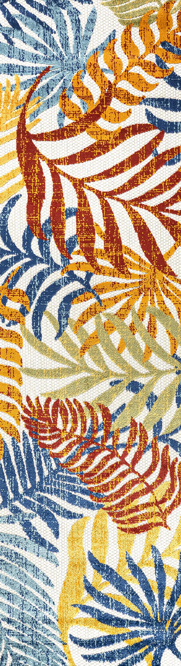 Jonathan Y Amc100B-28 Tropics Palm Leaves Indoor Outdoor Area-Rug Bohemian Floral Easy-Cleaning High Traffic Bedroom Kitchen Backyard Patio Porch Non Shedding, 2 X 8, Cream/Orange