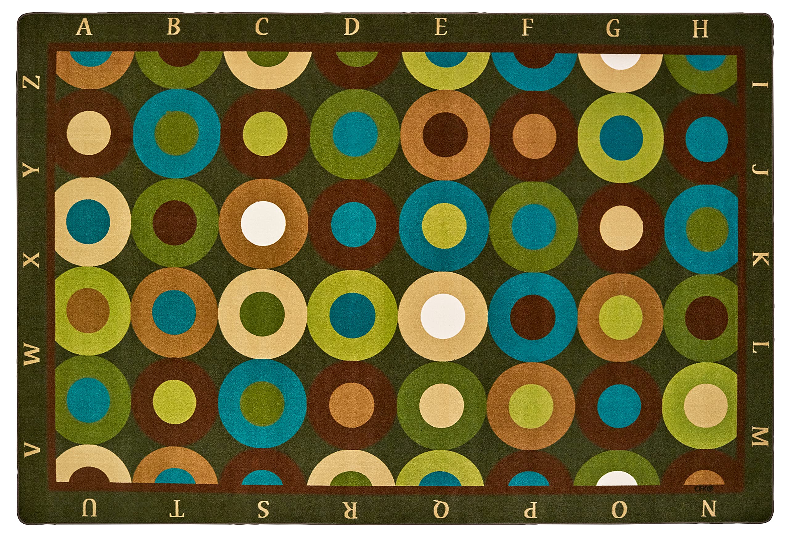 Carpets For Kids 17728 Calming Circles With Alphabet Border Classroom Seating Rug 8Ft X 12Ft Rectangle Brown