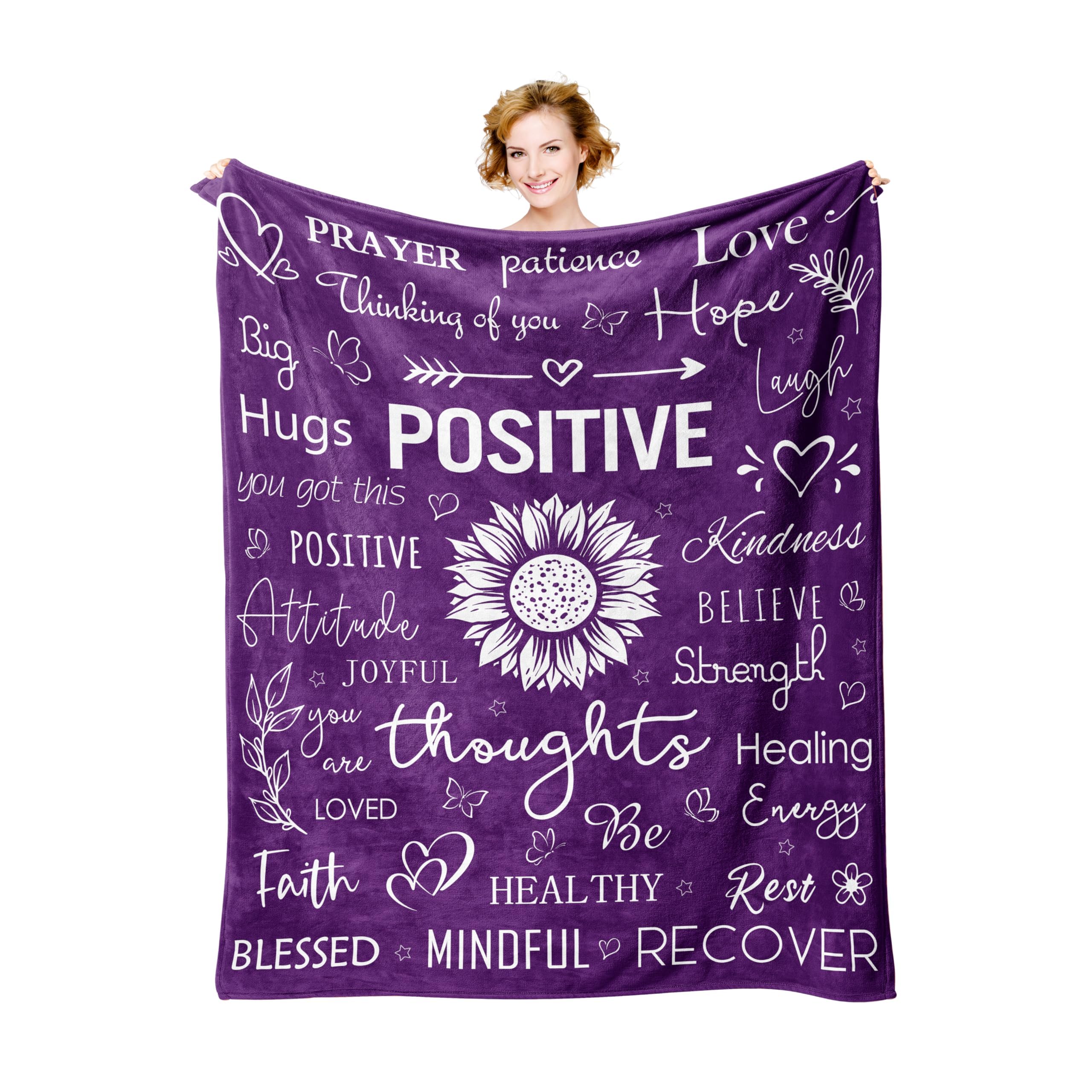 Xutapy Get Well Soon Gifts For Women, Inspirational Gifts For Women, Hug Healing Blanket Purple 60X50, Feel Better/Thinking Of Y