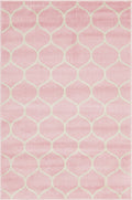 Unique Loom Trellis Frieze Collection Area Rug - Rounded (4' 1'' x 6' 1'', Light Pink/ Ivory)