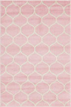 Unique Loom Trellis Frieze Collection Area Rug - Rounded (4' 1'' x 6' 1'', Light Pink/ Ivory)