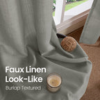 Bgment Faux Linen Curtains 90 Inches Long Set Of 2 Panels, Living Room Long Curtains Burlap Textured Thick Light Filtering Privacy Grommet Window Treatments, 52 X 90 Inch, Grey