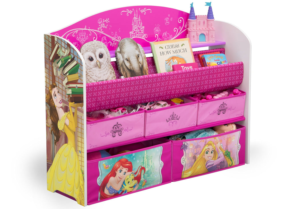Delta Children Disney Princess Deluxe Book & Toy Organizer, Pink, 1 Count - Perfect for Kids' Rooms and Play Areas