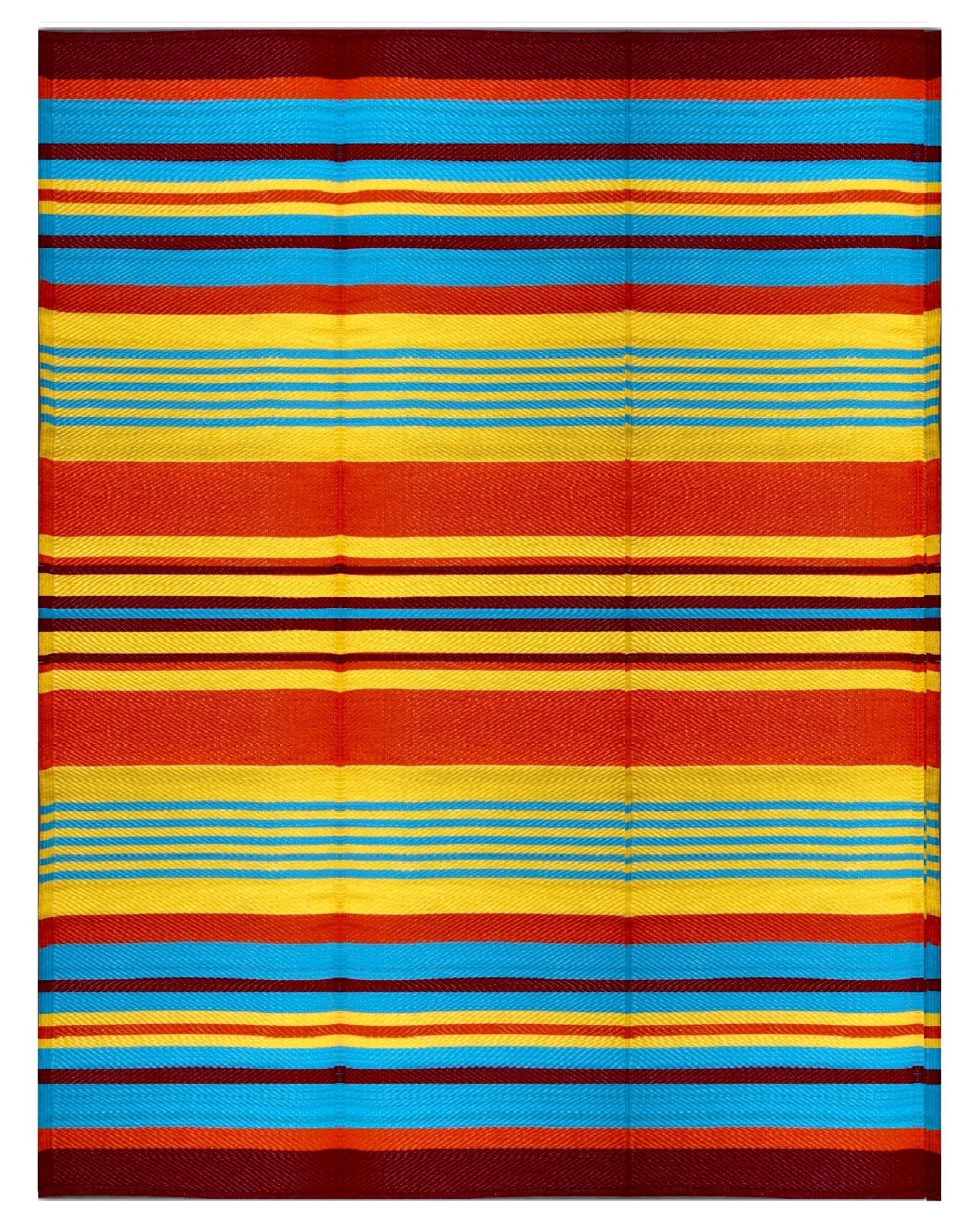 Balajeesusa Outdoor Rug-9X12 Multi Color Stripes, Reversible Plastic Straw Waterproof Patio Rugs On Porch Decore Picnic Backyard