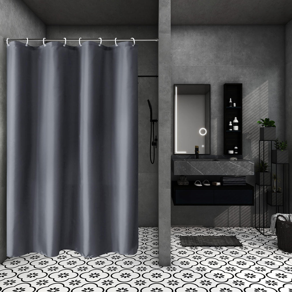 AooHome Fabric Shower Curtain 54 Width x 72 Height Inch, Solid Color Bath Curtain with Hooks for Hotel, Water Repellent, Dark Gr