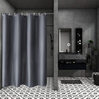 AooHome Fabric Shower Curtain 54 Width x 72 Height Inch, Solid Color Bath Curtain with Hooks for Hotel, Water Repellent, Dark Gr
