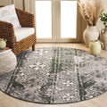 SAFAVIEH Adirondack Collection Area Rug - 6 Round, Green & Ivory, Geometric Design, Ideal for High Traffic Areas in Living Room