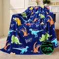 Joiedomi Glow In The Dark Blanket - Dinosaur Gift For Girls Boys Age 2 3 4 5 6 7 8 9 10 11 12 Year Old - Soft Cozy Flannel Kids