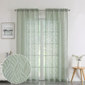 Chyhomenyc Marilyn Sage Green Sheer Curtains 72 Inch Length 2 Panels, Light Filtering Soft Airy 3D Leaf Clip Jacquard Textured C