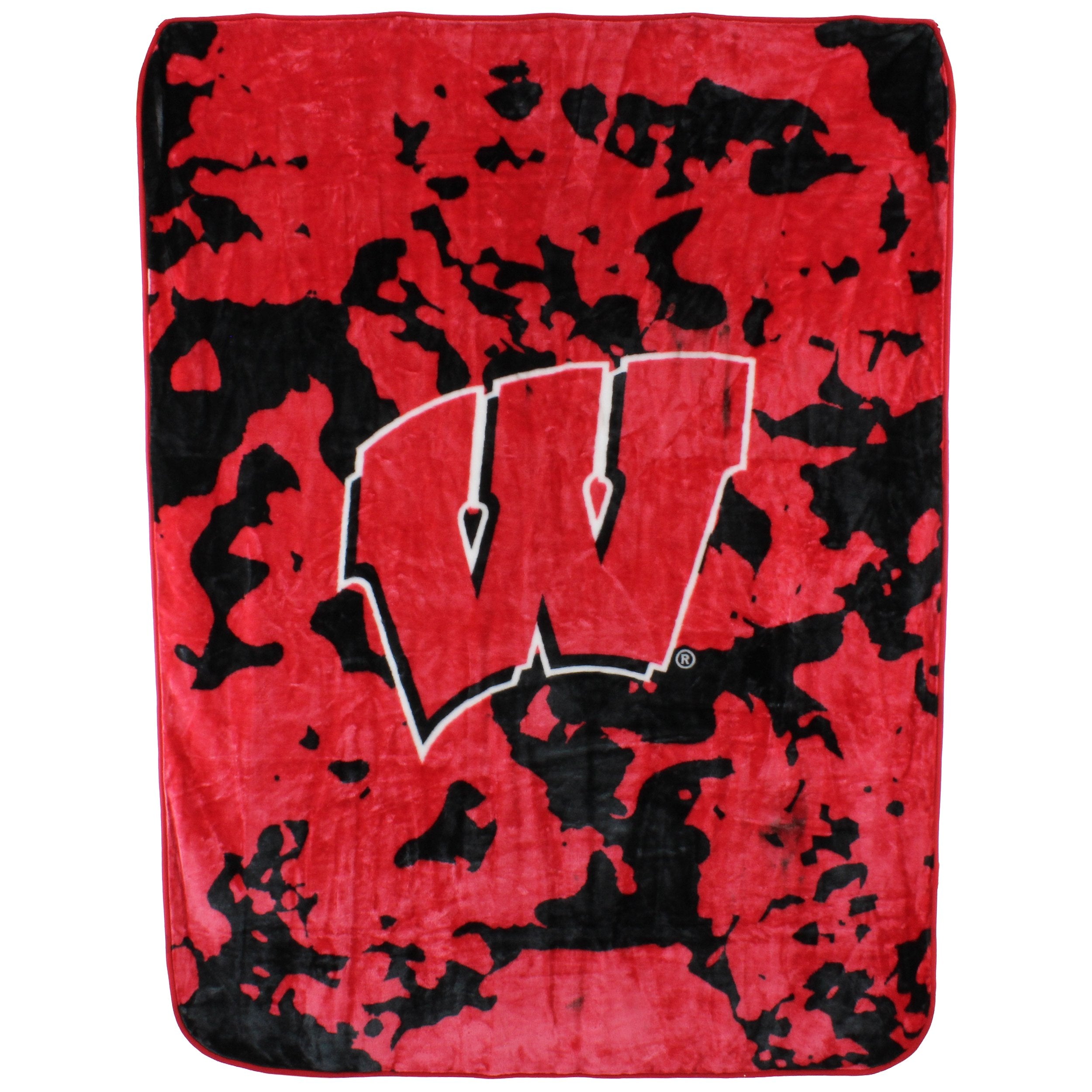 College Covers Everything Comfy Wisconsin Badgers Soft And Warm Huge Raschel Throw Blanket, 86' X 63'
