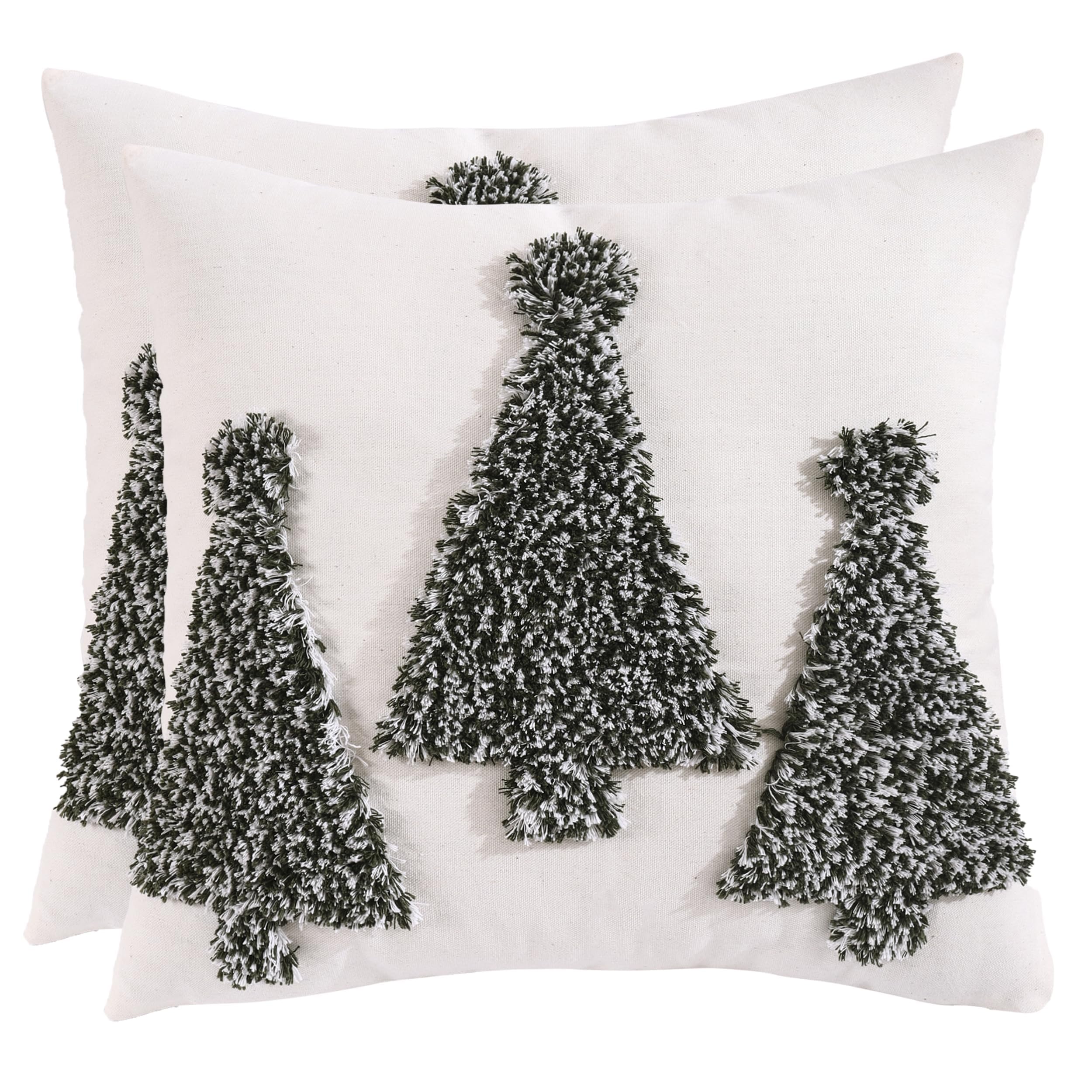 Tosleo Christmas Pillow Covers 20 X 20 Inch Set Of 2 Dark Green Christmas Tree Throw Pillow Cover Christmas Party Decor Winter H
