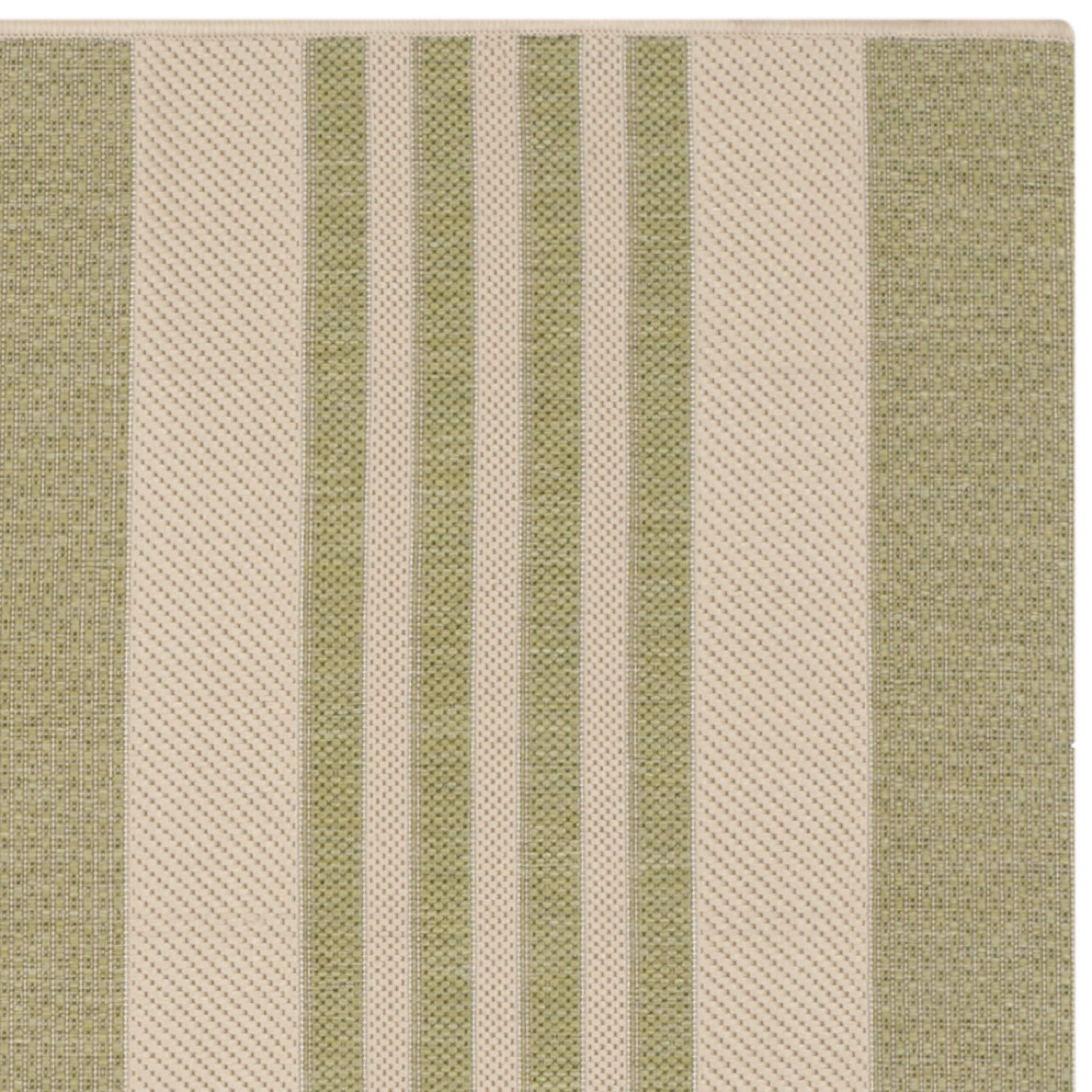 Safavieh Courtyard Collection Area Rug - 5'3'' Square, Beige & Sweet Pea, Stripe Design, Non-Shedding & Easy Care, Indoor/Outdoo