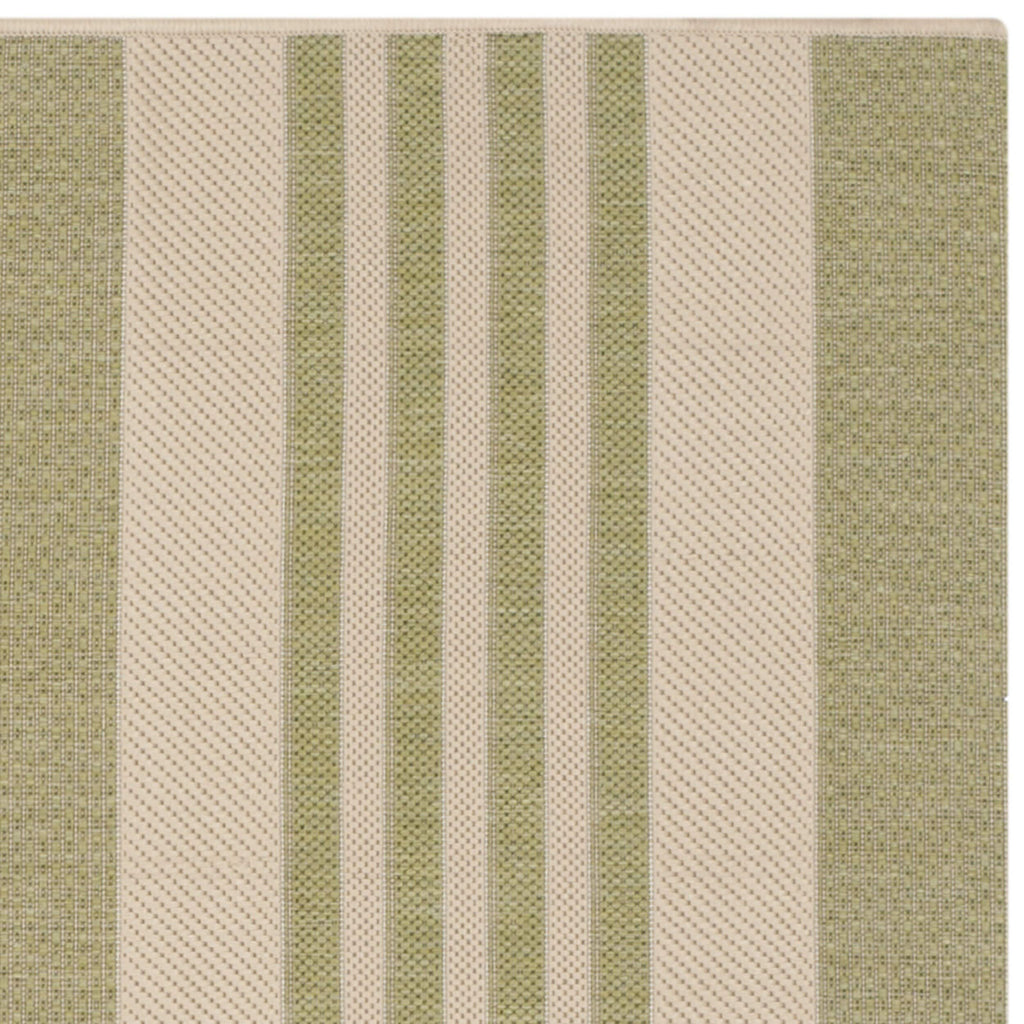 Safavieh Courtyard Collection Area Rug - 5'3'' Square, Beige & Sweet Pea, Stripe Design, Non-Shedding & Easy Care, Indoor/Outdoo