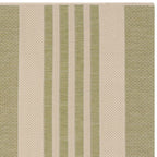 Safavieh Courtyard Collection Area Rug - 5'3'' Square, Beige & Sweet Pea, Stripe Design, Non-Shedding & Easy Care, Indoor/Outdoo