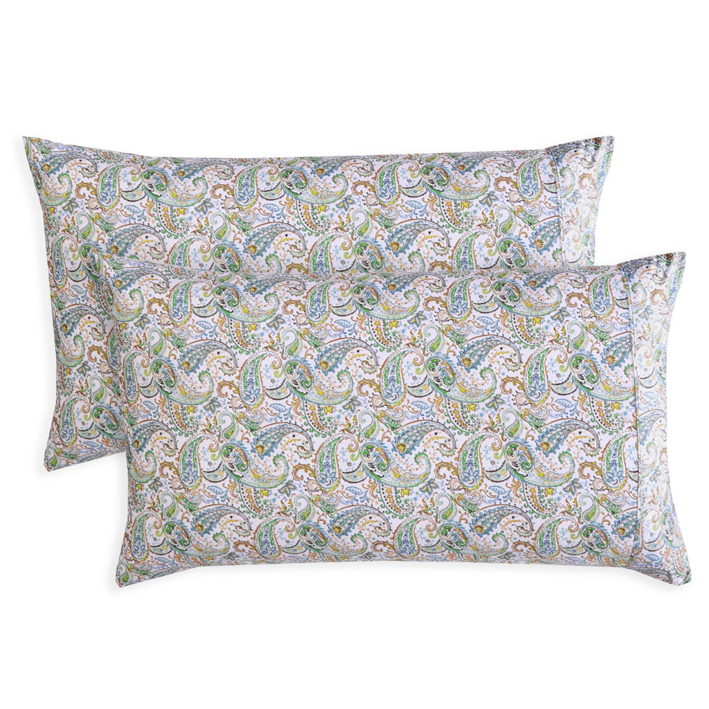 Elegant Comfort Ultra Soft Set Of 2 Floral Print Pillowcases - 1500 Premium Hotel Quality Microfiber, Soft And Smooth Envelope Closure 2-Piece Pillow Covers - King, Paisley Teal
