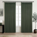Pinch Pleated Blackout Curtains 70 Inches Extra Wide for Living Room, Sliding Glass Door Linen Blend Olive Green Viral Large Win